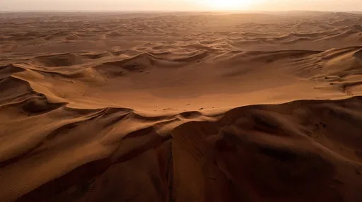 Aerial View of Desert Sand Dunes