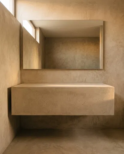 Minimalist Floating Concrete Bathroom Vanity