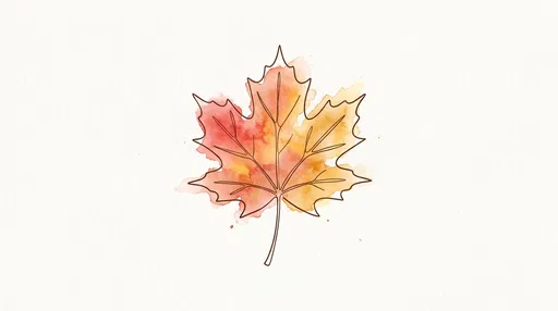 Minimalist Watercolor and Ink Maple Leaf