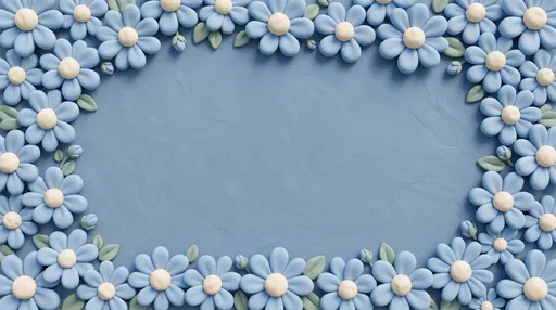 Pastel Blue Clay Daisy Frame Background