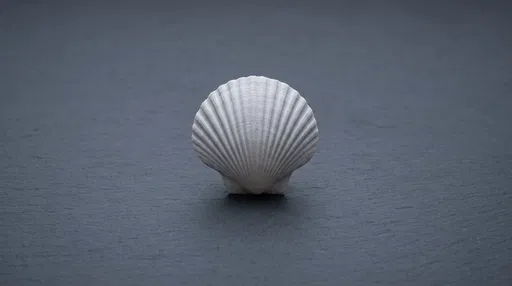 White Seashell Centered on Dark Slate