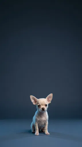 Cream Chihuahua Puppy on Blue Backdrop