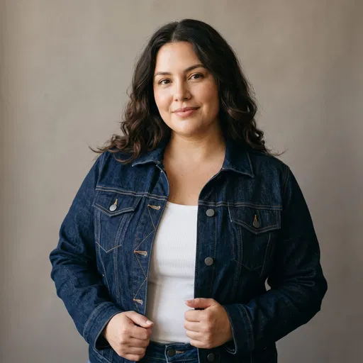 Studio Portrait of Woman in Denim