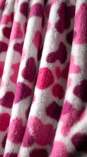 Pink Spotted White Faux Fur Fabric