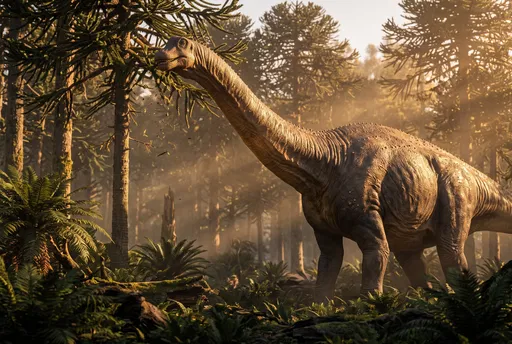 Apatosaurus Feeding in Golden Hour Forest