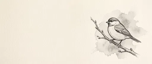 Pencil Sketch of Songbird on Twig
