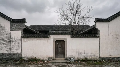 Courtyard House With Bare Tree
