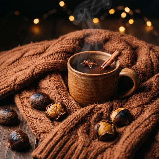 Steaming Spiced Cider on Knit Blanket