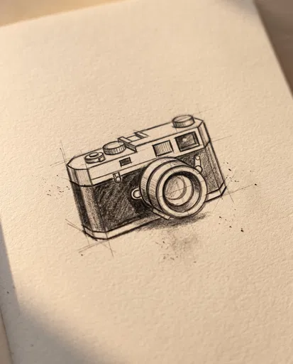 Charcoal Sketch of Retro Film Camera