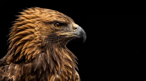 Golden Eagle Profile on Black Background