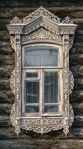 Ornate Carved Siberian Wooden Window