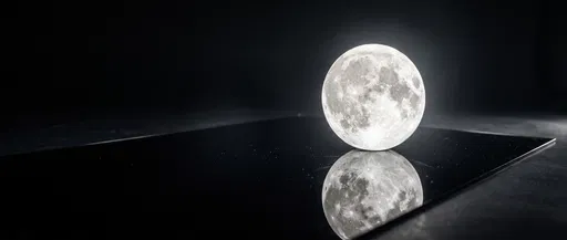 Glowing Moon Orb on Reflective Surface