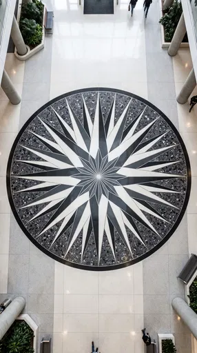 Overhead View of Terrazzo Compass Rose Floor