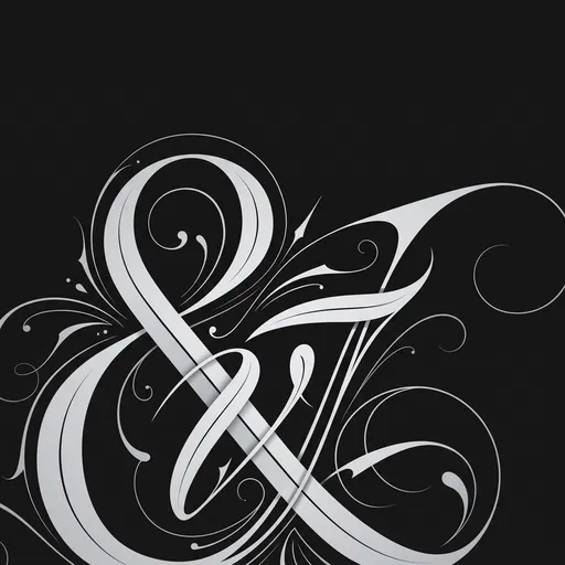 Ornate Silver Calligraphic Ampersand Flourish