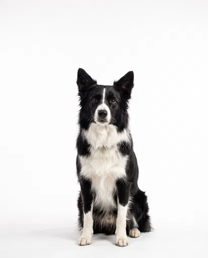 Alert Border Collie on White Background