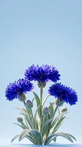 Blue Cornflower Plant with Copy Space