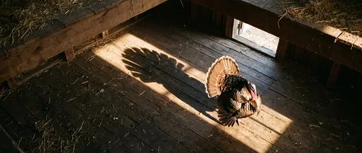 Bronze Turkey in Sunlit Barn