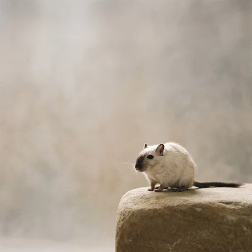Siamese Point Gerbil on Sandstone Block