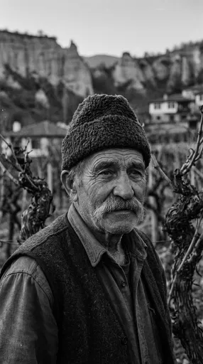 Elderly Bulgarian Viticulturist in Vineyard