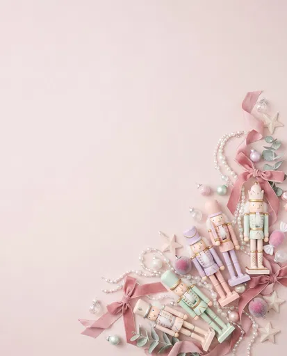 Pastel Nutcracker Christmas Corner Flat Lay