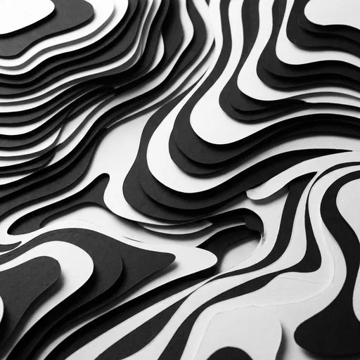 Layered Black and White Topographic Paper Waves