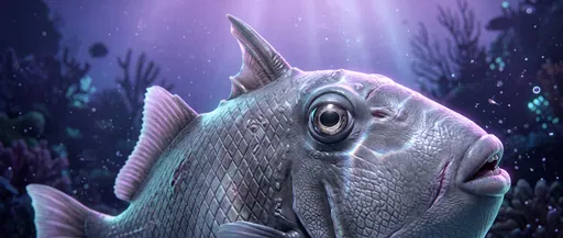 Stylized 3D Render of Grey Triggerfish