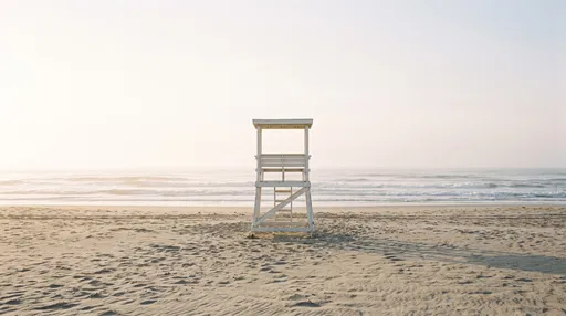 White Lifeguard Stand on Morning Beach
