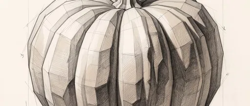 Architectural Geometric Pumpkin Pencil Sketch