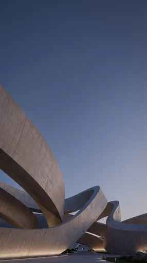 Curved Concrete Architecture at Twilight