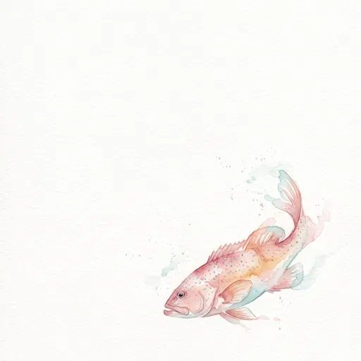 Pastel Watercolor Coral Trout Grouper Illustration