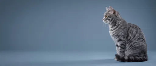 Gray Tabby Cat Profile Studio Portrait