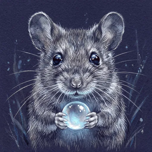 Mouse Holding Glowing Dewdrop Illustration