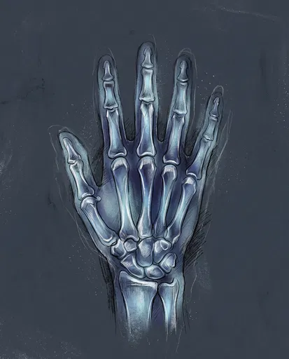 Chalk X-Ray Skeleton Hand Illustration