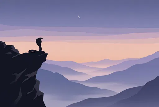 Cobra Silhouette on Mountain Cliff at Dusk