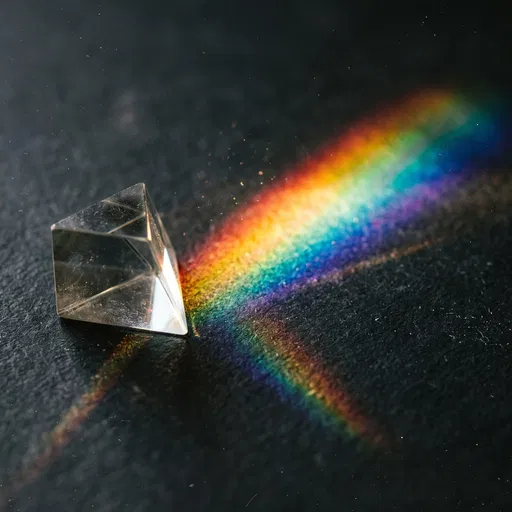 Glass Prism Casting Rainbow Light Spectrum