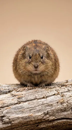 Brown Lemming on Driftwood Studio Portrait