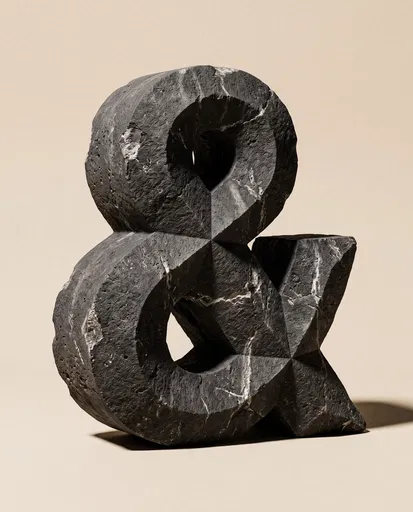 Carved Basalt 3D Ampersand