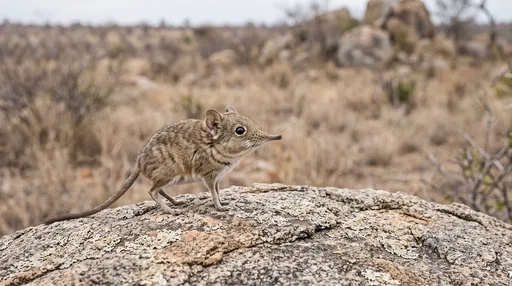 Elephant Shrew on Weathered Savannah Rock