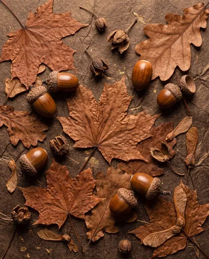 Autumn Leaves and Acorns Flat Lay