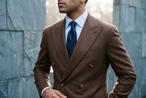Man in Brown Double-Breasted Suit