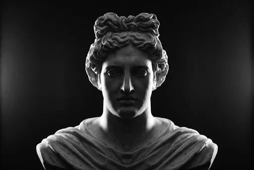 Monochrome Classical Marble Bust with Rim Lighting