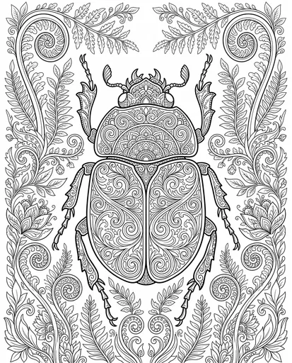 Ornate Scarab Beetle Coloring Page