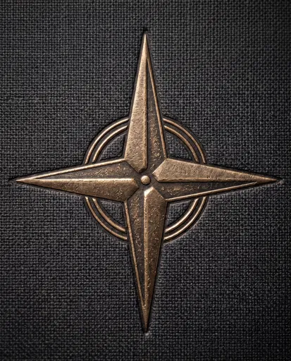 Bronze Compass Star on Dark Bookcloth