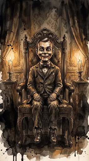 Creepy Ventriloquist Dummy in Antique Chair