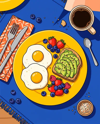 Vibrant Breakfast Spread Illustration