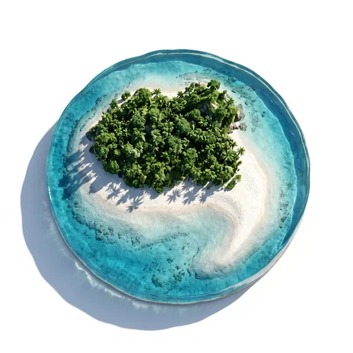 Miniature Tropical Island Diorama on White