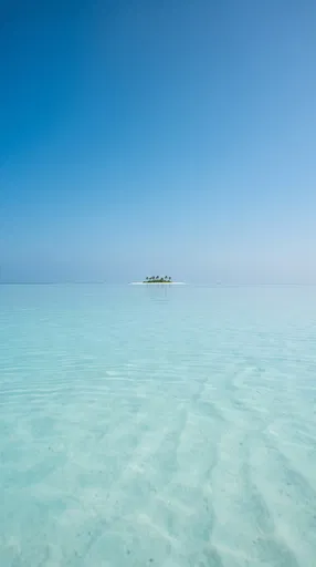 Minimalist Turquoise Lagoon and Distant Island