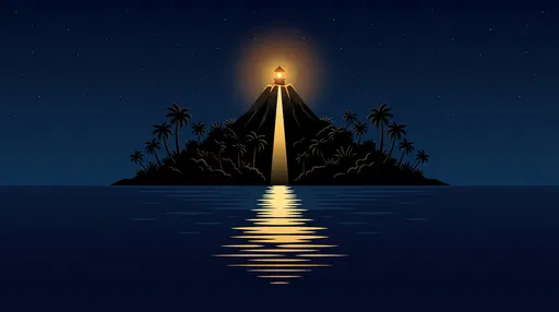Tropical Island Beacon at Night Illustration