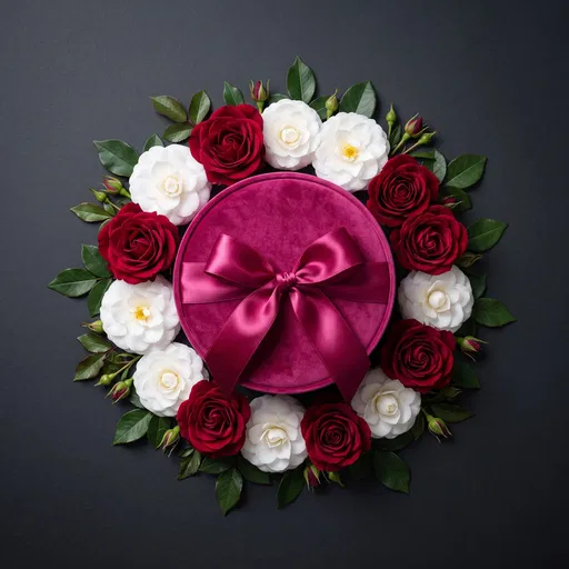 Magenta Velvet Gift Box With Floral Ring
