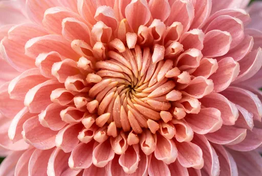 Macro Close-Up of Coral Chrysanthemum